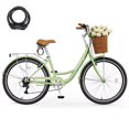 thumbnail image 5 of Mooncool 24 & 26 Inch Beach Cruiser Bike for Women, 7 Speed Commute Bike for Adults, Womens Bicycle with Ratten Basket & Rack, Multiple Color, 5 of 12