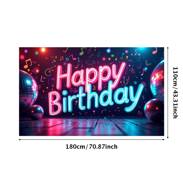 Happy Birthday Backdrop for Party Celebration Background Neon Signs for Decorations Event Photography Display Banner Vibrant Colors Ideal for Birthdays