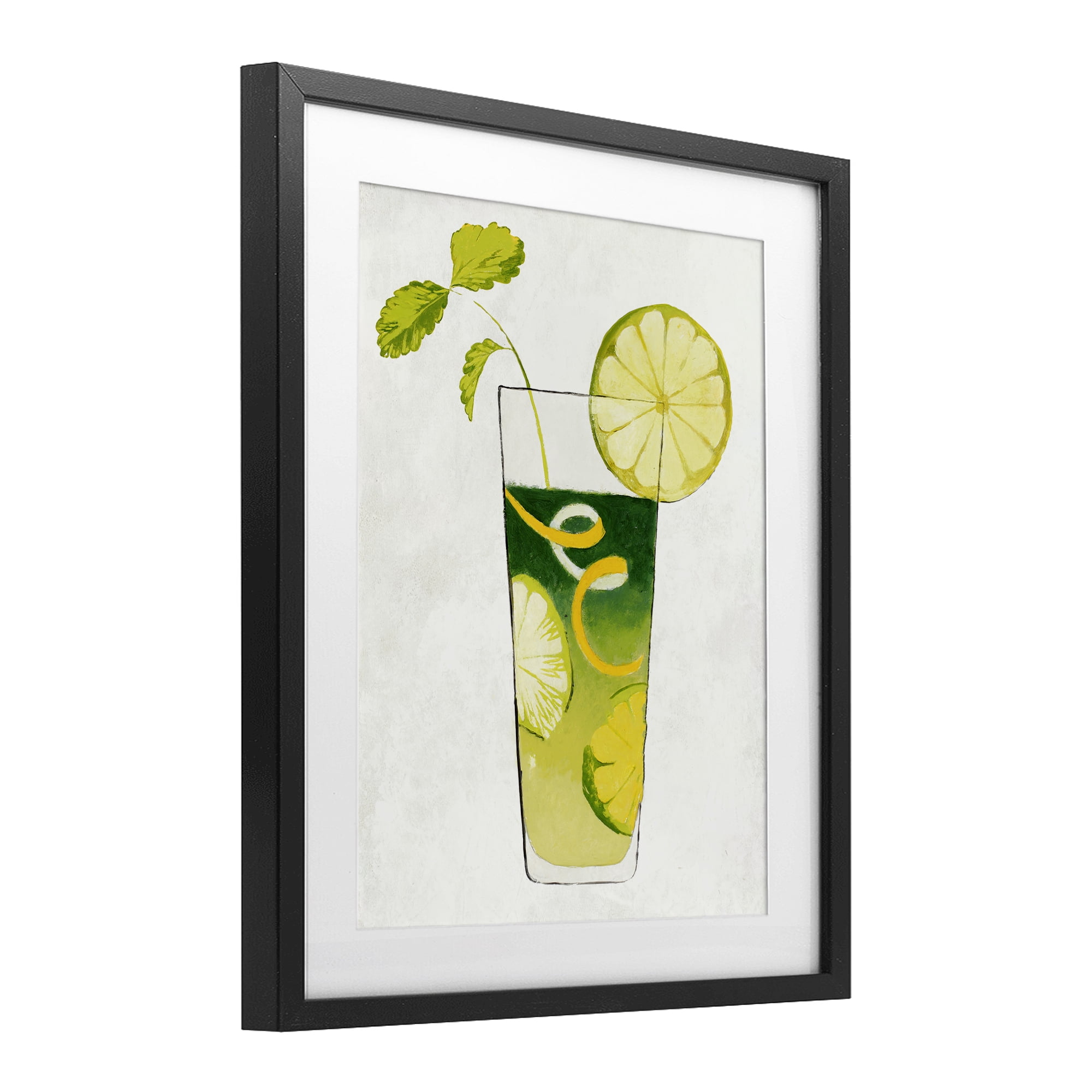 Stupell Industries Summer Cocktail Lime Mint Black Framed Print Under Glass, design by Lorenzo Collective