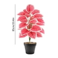 thumbnail image 3 of Artificial Potted Greenery, Pink Taro Leaf Faux Greenery, Realistic PVC Plastic, Home Office Desk Decor, 1 Count, 3 of 6