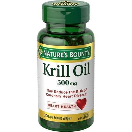 (2 pack) Nature's Bounty Krill Oil Omega-3 Softgels, 500 Mg, 30