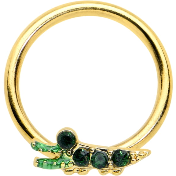 Body Candy 16G PVD Steel Green Alligator Captive Nipple Horseshoe Nose Cartilage BCR Captive Ring 3/8"