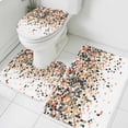 thumbnail image 3 of Orange Geometric Bath Mat 3 Piece Bathroom Rug Set, Abstract Plaid Colorful Grid Texture Non Slip Bath Rug Contour Mat and Toilet Lid Cover, Absorbent Shower Mats Soft Bath Rugs and Mats Sets, 3 of 8