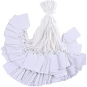 White Strung Tags with String, 100 Packs Writable Marking Tags for Pricing Jewelry Clothing, Smooth Paper Label Tags for Merchandise Yard Sale Garage