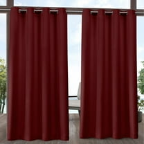 Exclusive Home Delano Heavyweight Textured Indoor/Outdoor Grommet Top Curtain Panel Pair, 54"x108", Radiant Red