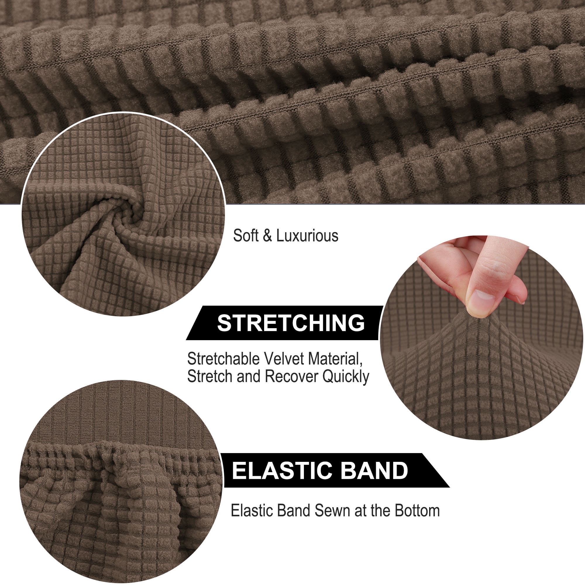 Unique Bargains Knit Spandex Seat Cover for Dining Chair Slipcovers Brown