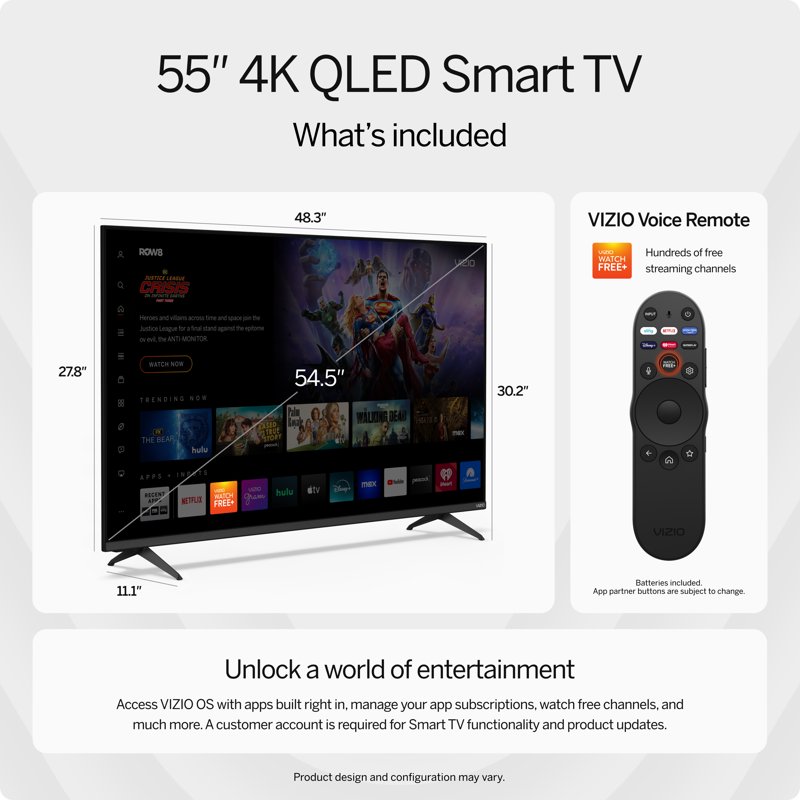 VIZIO 55" Class Quantum 4K QLED HDR Smart TV, VQD55M-08 feature detail