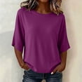 thumbnail image 4 of ZZkhGO Women's 3/4 Sleeve Scoop Neck T Shirt Loose Casual Solid Color Basic Top Loose Fit Tops for All Season Daily Wear, 4 of 7