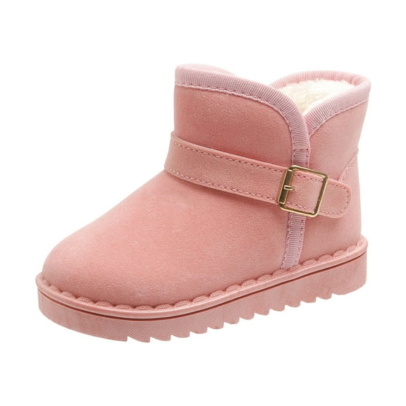 Quealent Girls Winter Boots Warm Toddler Snow Boots Cozy Fuzzy Kids Ankle Boots Boys Outdoor Fashion Booties Shoes for Little Big Kid Red for Size 11.5