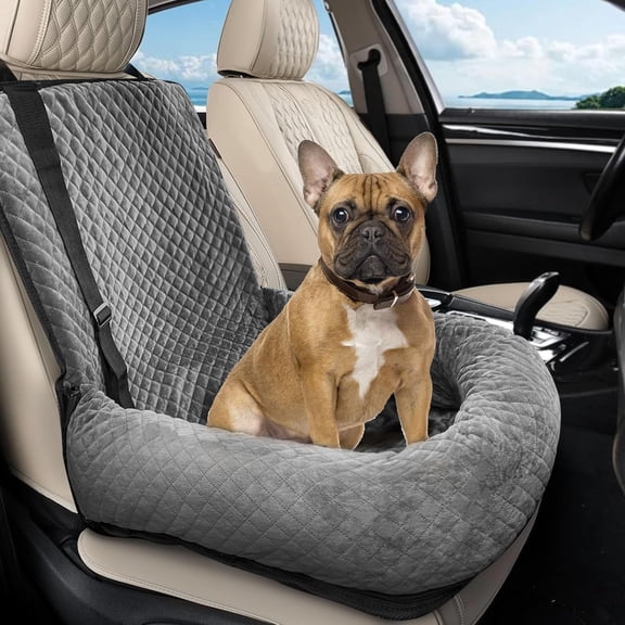Dog Car Seat for Small/Medium Dogs, Washable Pet Travel Safety Seat, Super Soft Removable, Fits All Cars (Gray)
