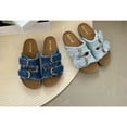 thumbnail image 6 of Women's Comfort Flat Sandals Double Buckle Adjustable Straps Flat Slides Footbed Suede, 6 of 7