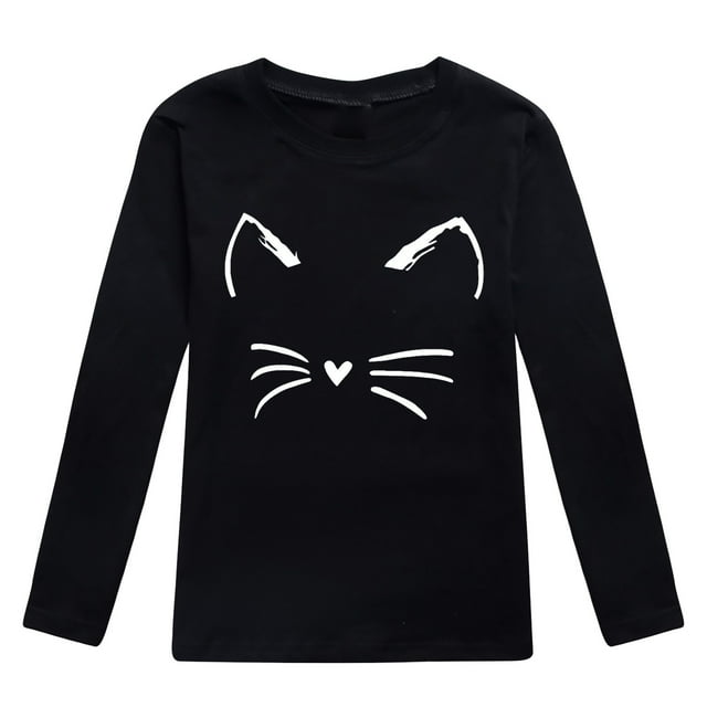 Pack Thermique Long Garçon Tout-Petit Garçons Filles Automne Manches Longues Imprimés Chat T-Shirt Tops