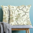 thumbnail image 4 of Chinoiserie Pillow Covers 18x18 Set of 2, Outdoor Olive Green Birds Flowers Throw Pillow Covers Linen Farmhouse Green Chinoiserie Decor Cushion Case Chinoiserie Home Decor for Couch Sofa, 4 of 6