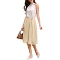 thumbnail image 2 of INSPIRE CHIC Women's A-Line Skirt High Waist Pleated Front 2026 Business Casual Work Flare Skirts S Khaki, 2 of 5