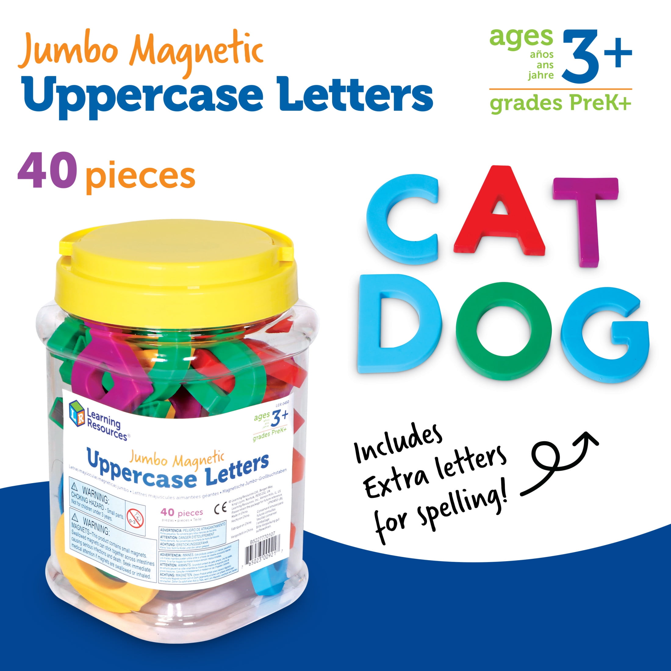Learning Resources  Jumbo Magnetic Uppercase Letters  Magnetic ABC, Ages 3+