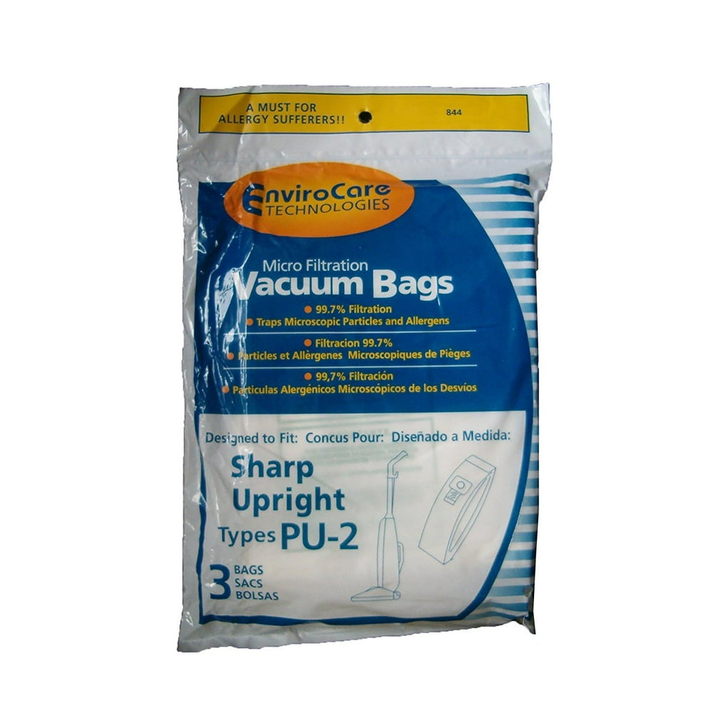 3 Sharp Style PU2 Upright Allergen Vacuum Cleaner Bags EC03PU2