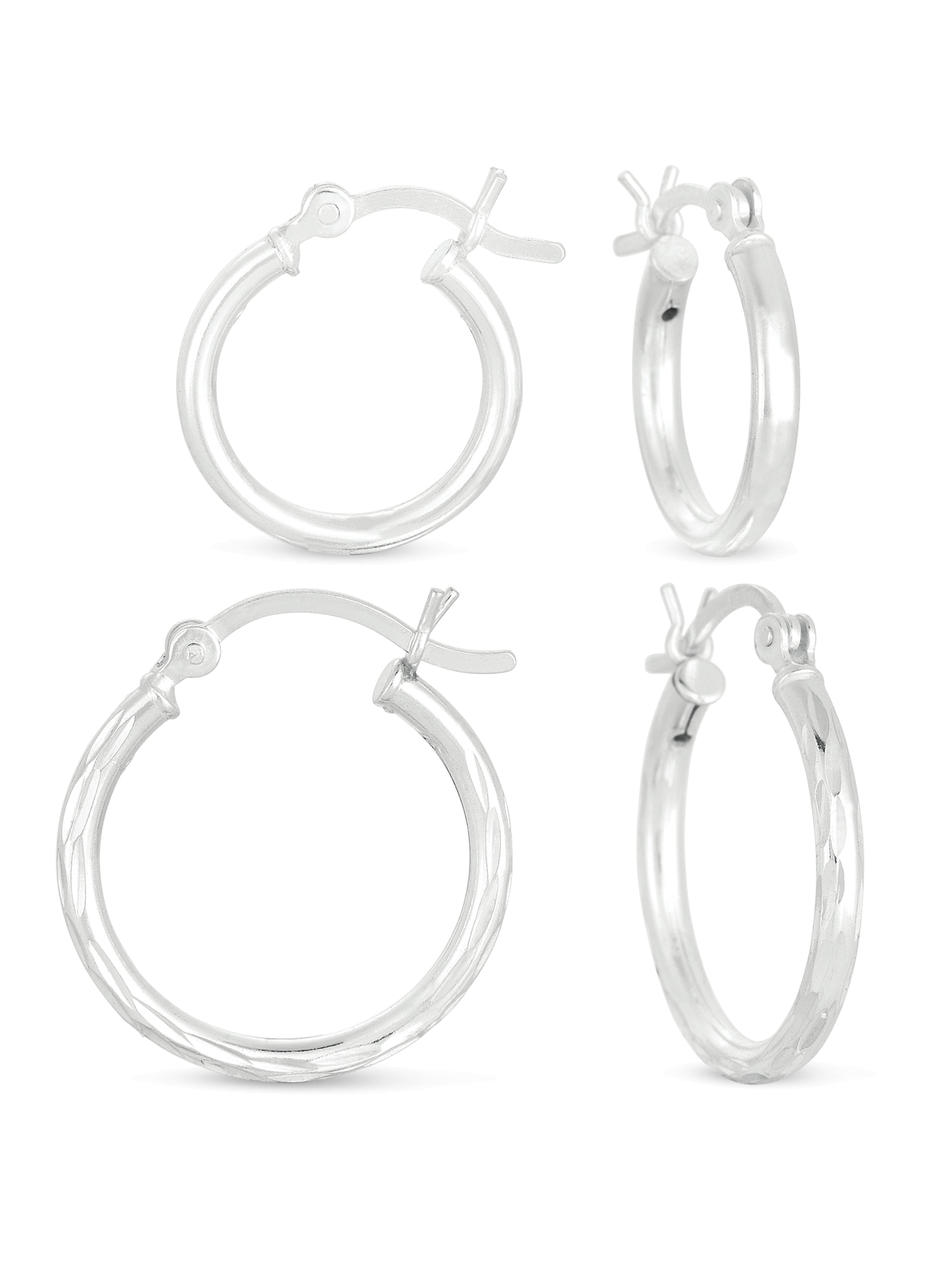 6 Pairs Women Girls Silver Tone Stainless Steel Large Hoop Earrings Gift Set 