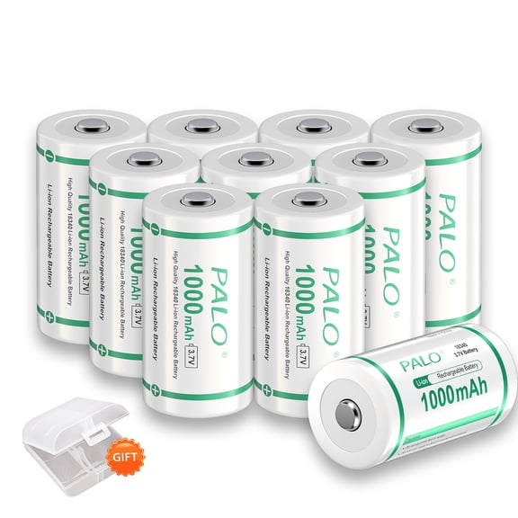Palogreen 18350 Batteries, 10 Pack 1000mAh 3.7V Lithium-ion Rechargeable Quick Charge High Capacity 18350 Battery for Camera,Led Flashlights,Tablet,Watches
