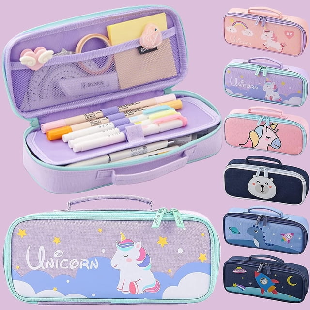 Estuche escolar de gran capacidad, estuche escolar de unicornio para niñas, estuche de unicornio, bonito y lindo, adecuado para niñas como regalo escolar