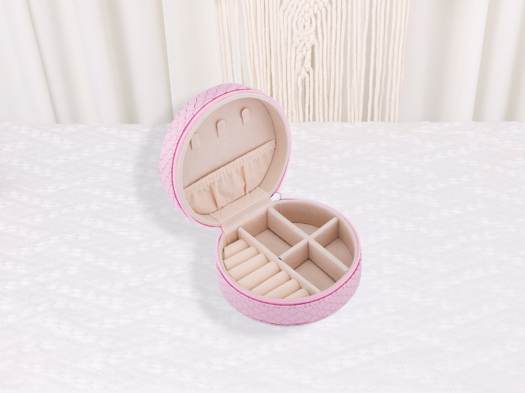 Unique Bargains Mini PU Leather Jewelry Box for Women Portable Organizer Case Pink