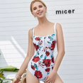 thumbnail image 3 of LIORA Women Vintage Floral Printed One Piece Swimsuit Retro Tummy Control Ruched Bathing Suits White, 3 of 7