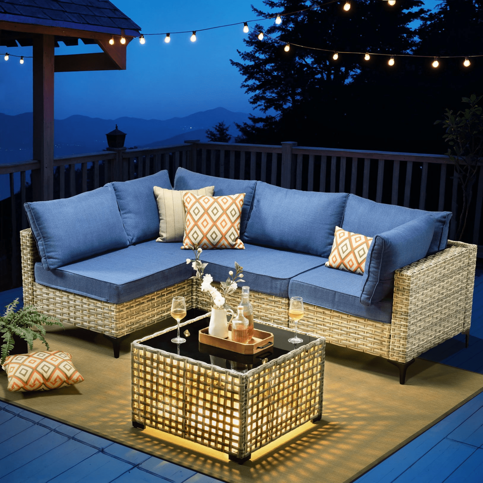 Better Homes Gardens Brookbury 5 Piece Wicker Sectional Dining Set Black Walmart