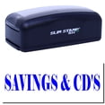 thumbnail image 1 of Large Pre-Inked Savings Cds Stamp, Slim 1854, Ultra Slim Design, Impression Size 1-13/16" by 2-1/2", Up to 25,000 Impressions - Blue Ink, 1 of 10