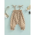 thumbnail image 2 of Bagilaanoe Newborn Baby Girls Casual Jumpsuit 6M 12M 18M 24M Checkerboard Plaid Pattern Sleeveless Tie-up Strap Romper, 2 of 8