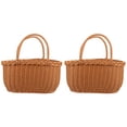 thumbnail image 3 of MLINS 2pcs Imitation Rattan Basket Double Handles Basket Picnic Basket Sundries Basket, 3 of 8