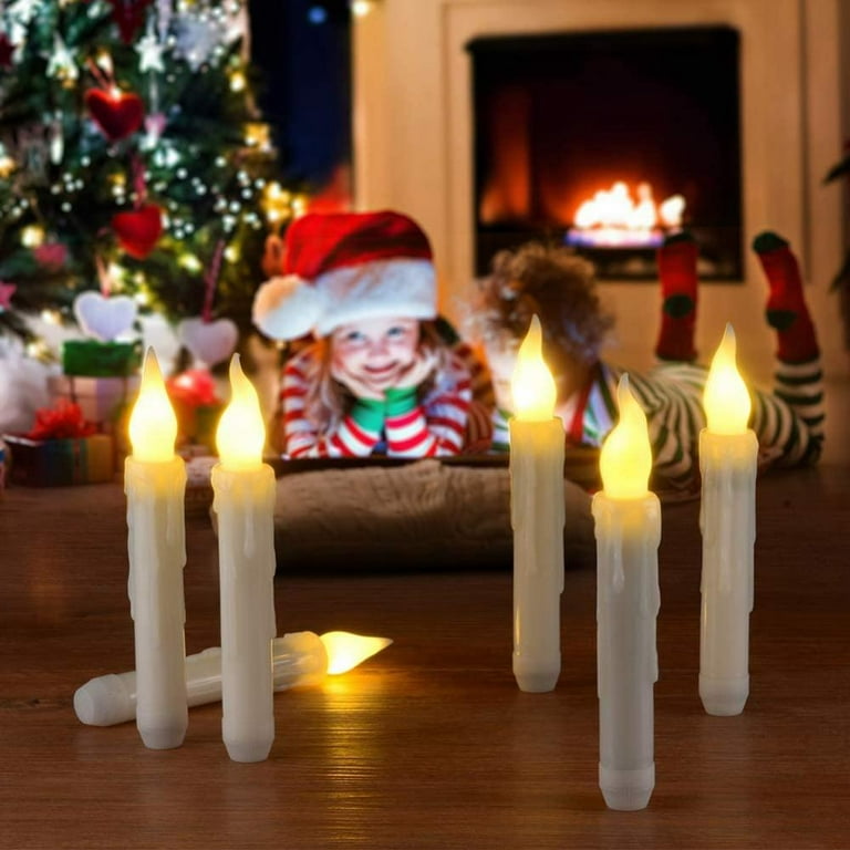 LED Flameless Candle Lights Battery Operated Powered Moving Wick Taper  Candles Floating Fake Candle,Candlesticks for Halloween/Christmas/Wedding  Decor 