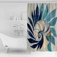 thumbnail image 4 of Extra Long Shower Curtain 72x96 Inch, Navy Blue Teal Coastal Shower Curtain Waterproof Bathroom Decor Abstract Art Nautical Ocean Conch Fabric Bath Curtain Set Accessories with Hooks, 4 of 6