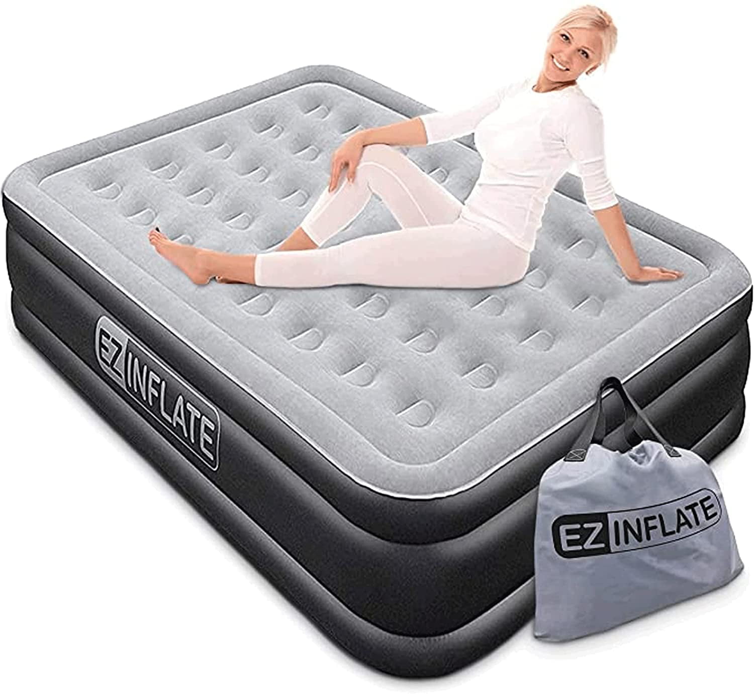 Single Flocked Camping Airbed Inflatable Mattress Blow Up Indoor Outdoor Air Bed 