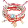 thumbnail image 5 of JINLUO JL 1/3/6Set Bohemian Stretch Beads Bracelets for Women Multilayer Evil Eye Hamsa Hand Bracelet Bohemian Bracelet Handmade Stackable Charm Bracelets Lucky Protection Beaded Hamsa Bracelet Set, 5 of 9