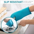 thumbnail image 3 of 6 Piece Teal Silicone Oven Mitt Set Heat Resistant Quilted Lining Pot Holder Trivet BBQ Cooking, 3 of 8