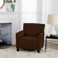 thumbnail image 2 of Great Bay Home 1-Piece Knitted Jacquard Armchair Stretch Slipcover, Chocolate, 2 of 6