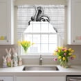 thumbnail image 3 of Vintage Lazy Swag Valances for Kitchen Window, Black Simple Animals Portraits White Wood Grain Small Swag Valances Rod Pocket Curtain Drapes Window Treatment for Bedroom Bathroom, 56x36 Inch, 3 of 9