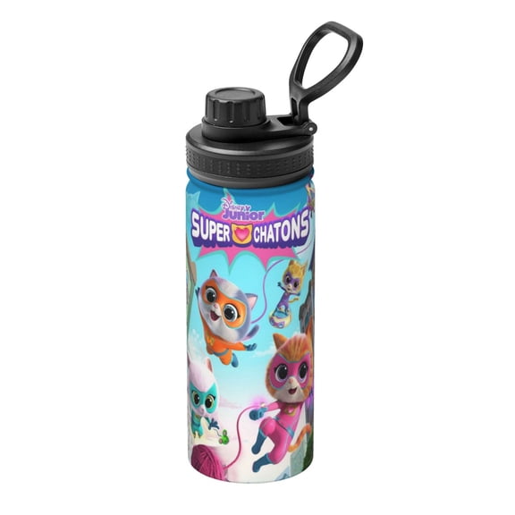 18 Oz Sports Insulated Water Bottle Super Kitties Stainless Steel Kettle Leak Proof for Sports Gym Travel