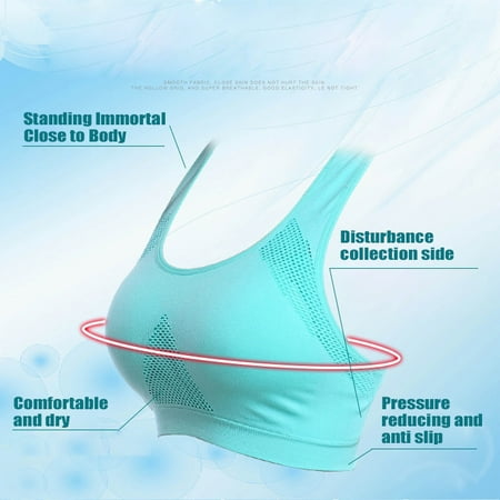 

LYCAQL Lingerie for Women No Underwire Yoga Sports Bra Vest Type Mesh Speed Dry Shockproof Running Fitness Traceless Sleep Sports (Green XXL)