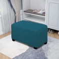 thumbnail image 3 of Ottoman Cover Rectangle, Stretch Ottoman Cover Folding Storage Covers Ottoman Slipcovers for Rectangle and Square Ottoman Machine Washable (Dark Blue Medium), 3 of 7