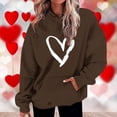 thumbnail image 2 of Penkiiy Mode Décontractée pour Femmes Impression de la Saint-Valentin Hauts à Manches Longues Sweat à Capuche 3TG Café, 2 of 5
