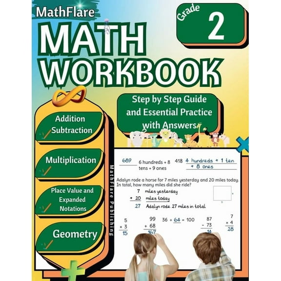 Mathflare Workbooks MathFlare - Math Workbook 2nd Grade: Math Workbook Grade 2: Addition, Subtraction, Multiplication, Place Value, Expanded, Book 1, (Paperback)