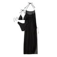 thumbnail image 3 of JSGEK Womens Swimsuit Set Swim Dress Design Deep V Neck Detail Side Slit Accent Lightweight Fabric for Pool Vacations Black L, 3 of 6