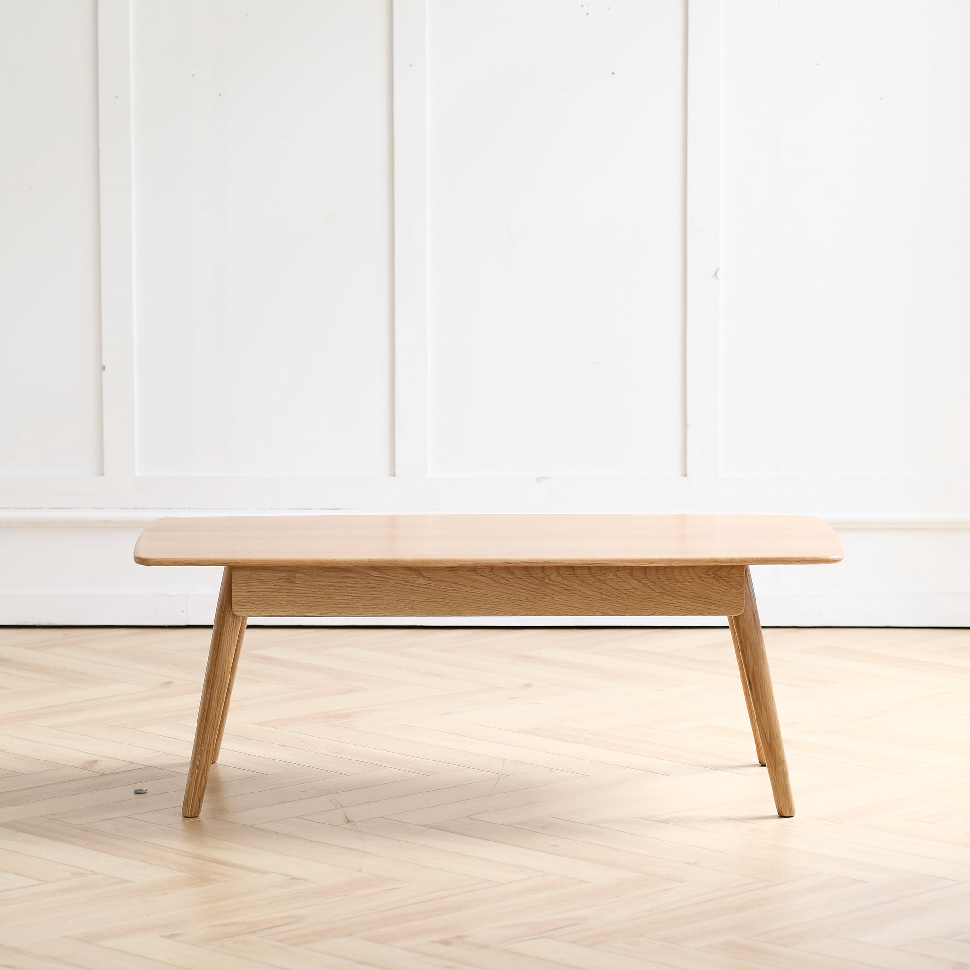 MAYEERTY Solid Wood Coffee Table – Natural Oak with Storage Shelf, Easy Assembly, Study Desk & Work from Home Desk