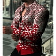 thumbnail image 1 of Camisa gráfica para hombre, cuello geométrico, informal, manga larga, botones, estampado, ropa de moda, patrón geométrico de negocios, 1 of 6
