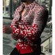 thumbnail image 1 of Camisa gráfica para hombre, cuello geométrico, informal, manga larga, botones, estampado, ropa de moda, patrón geométrico de negocios, 1 of 6