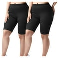 thumbnail image 2 of VBVC Women's Plus 2-Pack Knee Length Biker Shorts,Ladies Breathable Stretchy Bottoms,Slimming Workout Sweatpants For Women,Black,L-5XL, 2 of 8