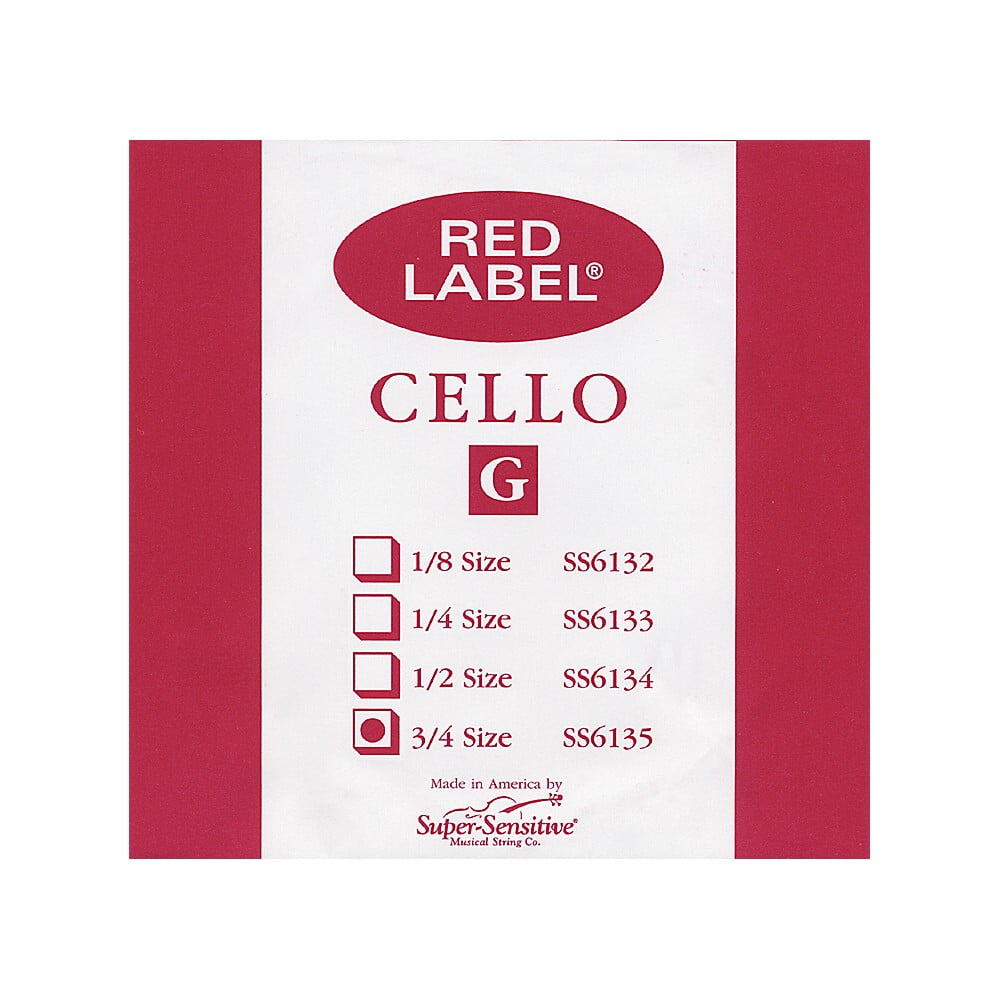 Super Sensitive Red Label Series Cello G String 3/4 Size, Medium