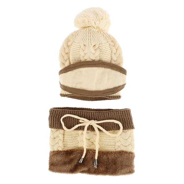 Winter Ski Cap Warm Crochet Knit Baggy Wool Hat Set