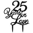 thumbnail image 1 of EeaseMX Adorno elegante para tarta de 25 años de amor, adorno para tarta de 25.º cumpleaños, adorno para tarta de 25.º aniversario para boda, fiesta de compromiso, 1 of 8
