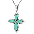 thumbnail image 5 of Elegant Swirling Sterling Silver Cross w/ Green Turquoise Inlay Necklace, 5 of 6